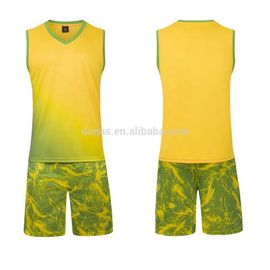 Custom fashion sublimation basketball jersey uniform design color yellow